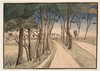 Landscape. In the Foreground a Road with Trees by Johan Rohde